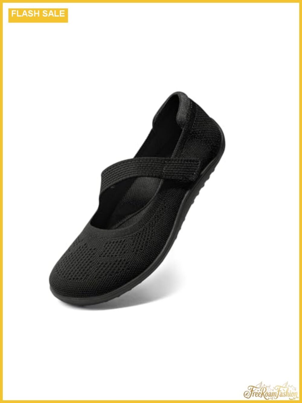 Wide Toe Box Mary Jane Flats Adjustable Strap Washable Knit Comfortable Ballet